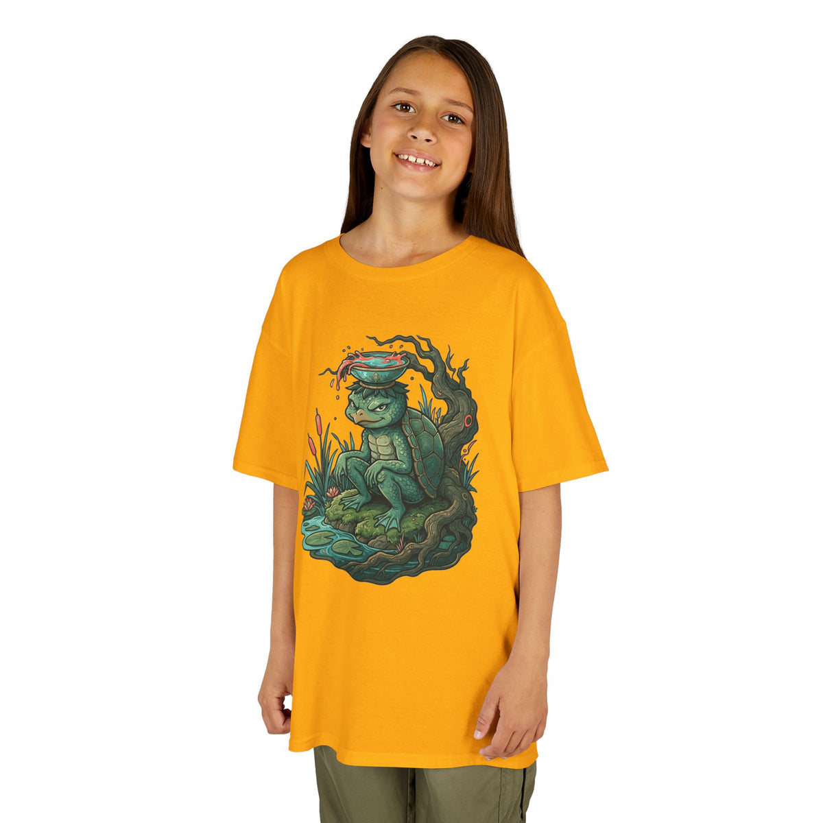 Color: Gold | Kappa (Japanese Folklore) Kids Tee