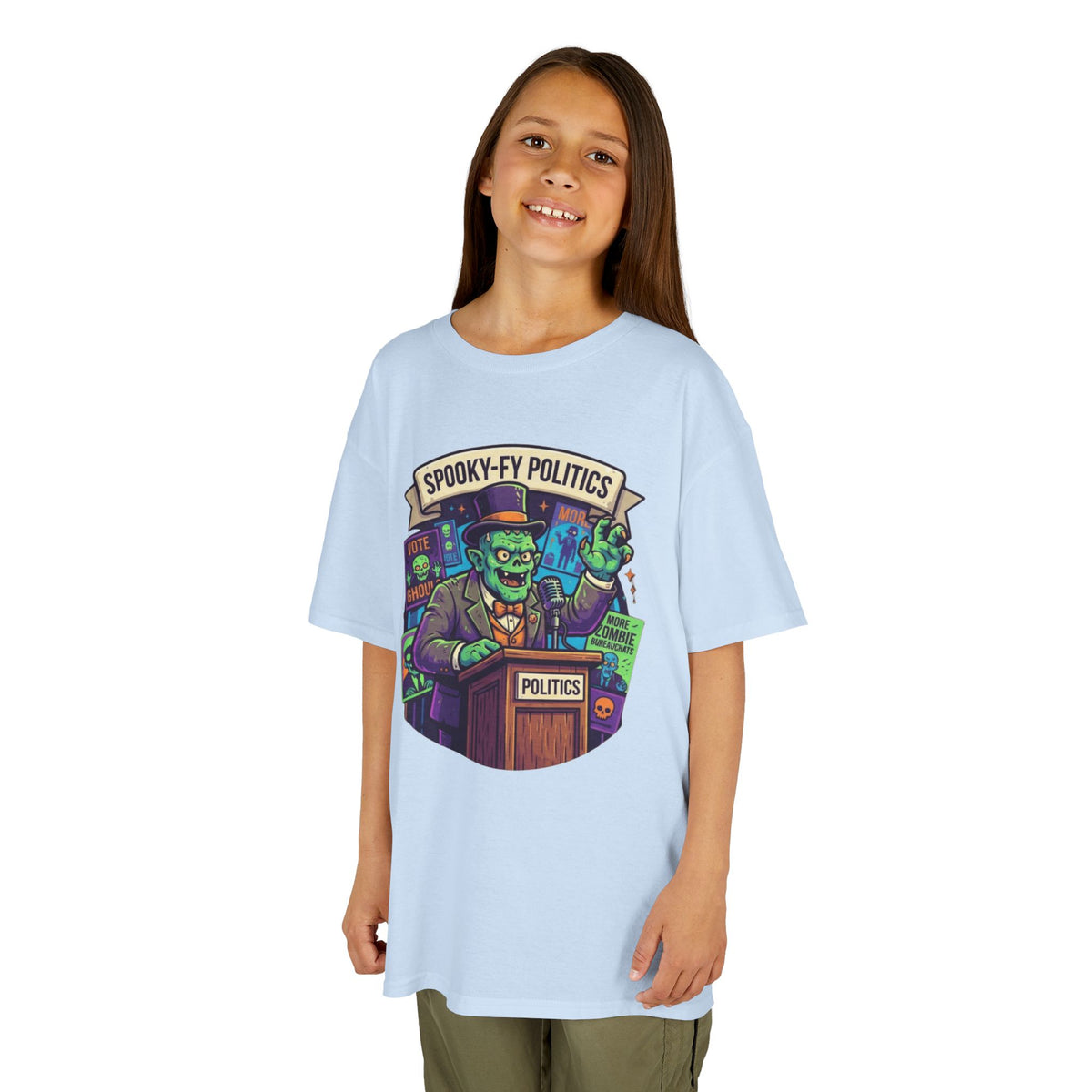 Color: Light Blue | Spooky-Fy Politics Kids Tee