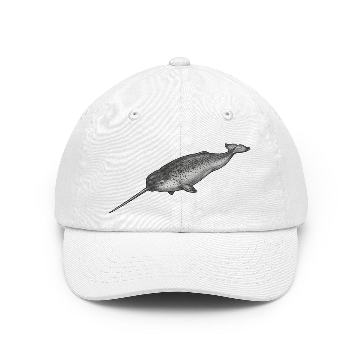 Color: White | Pencil Sketch Art Narwhal Dad Hat