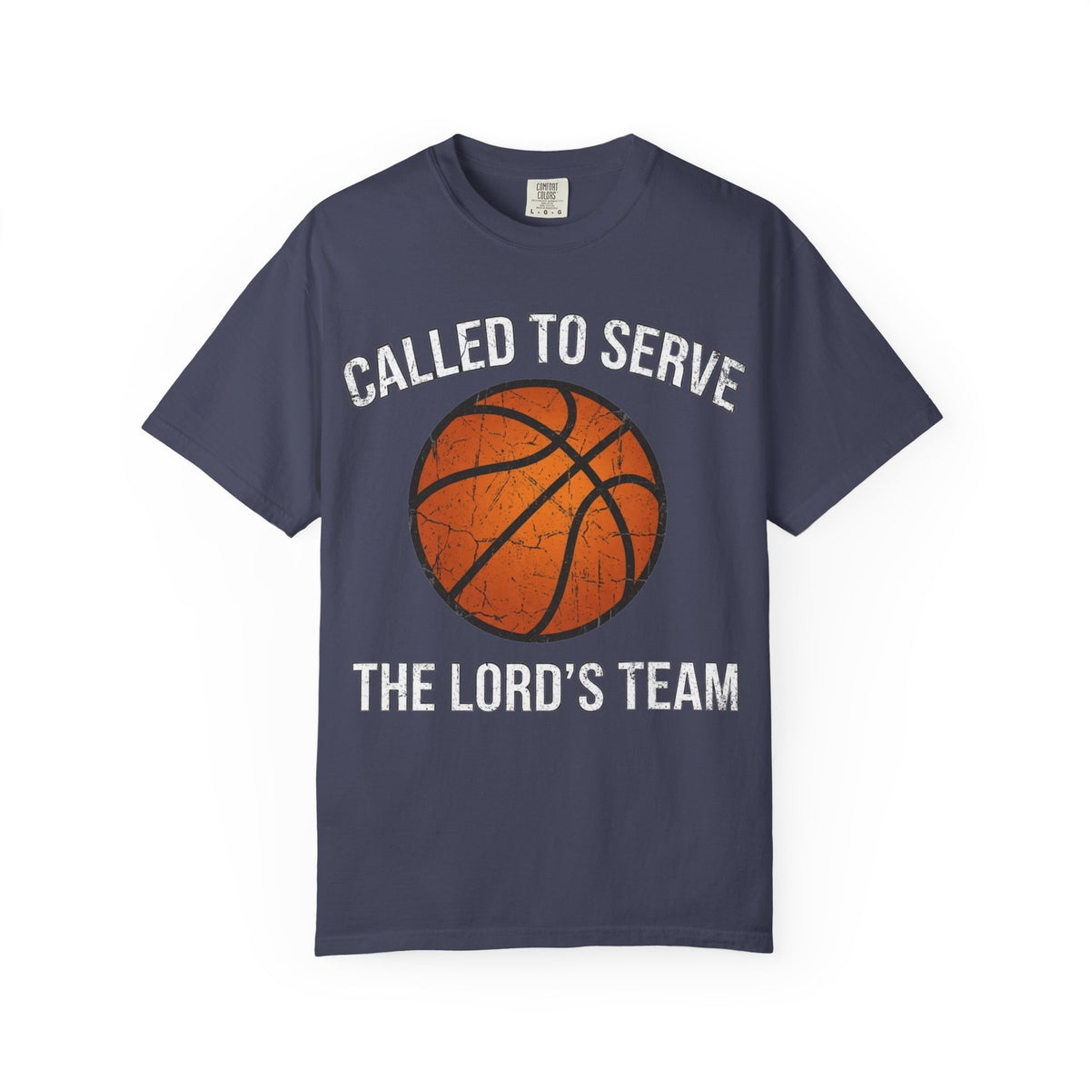 Color: Denim | Called To Serve The Lord's Team Christian Basketball T-Shirt - Distressed Religious Sports Tee for Men and Women