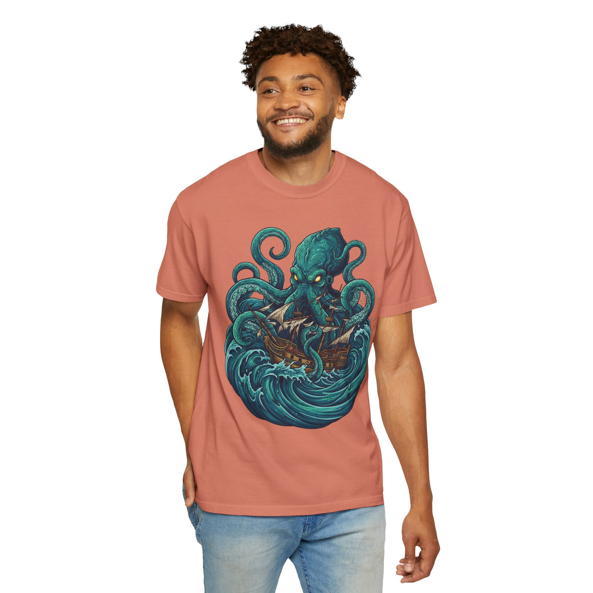 Color: Terracotta | The Kraken (Norse-Global Maritime) Unisex Garment-Dyed Tee