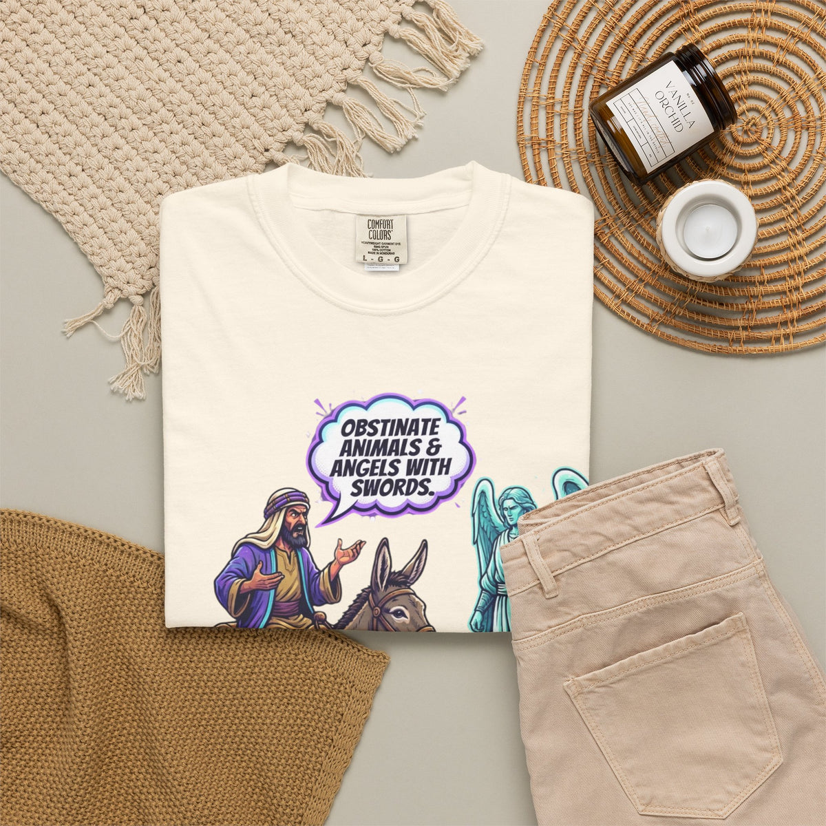Good Book Series Obstinate Animals & Angels With Swords Unisex Garment-Dyed Tee
