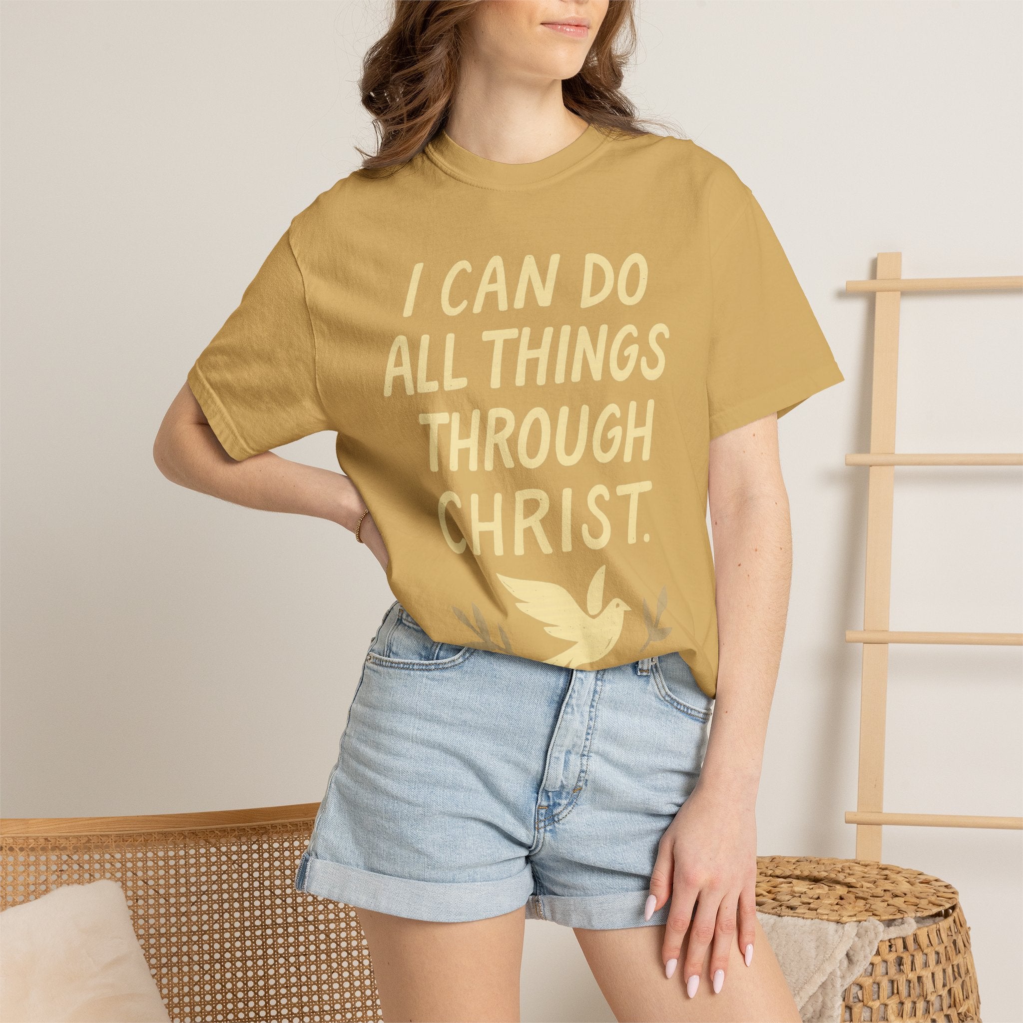 “I Can Do All Things Through Christ – Philippians 4:13” Unisex Garment-Dyed T-shirt