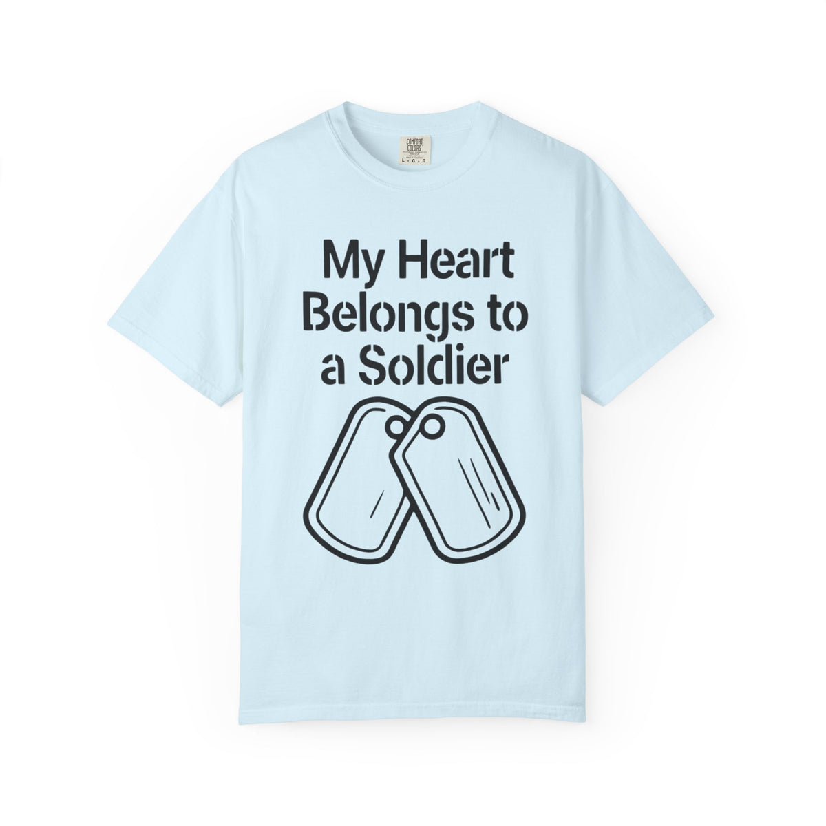 Color: Chambray | My Heart Belongs to a Soldier Unisex Garment-Dyed T-shirt