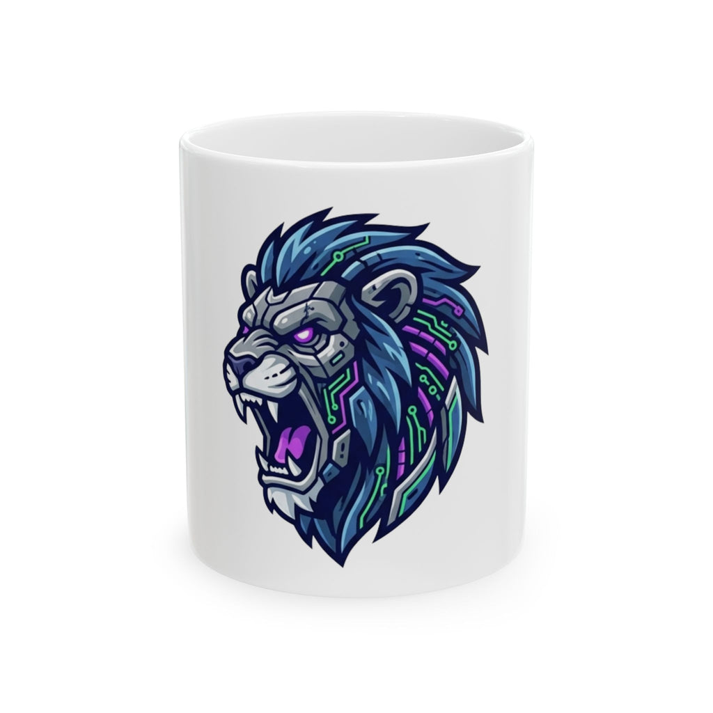 "Cyber Lion" White Ceramic Mug — Graphic