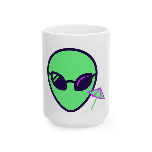 "Drunk Alien" White Ceramic Mug — Graphic