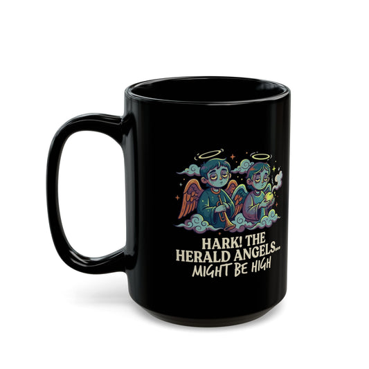 "Hark The Herald Angels" Black Ceramic Mug