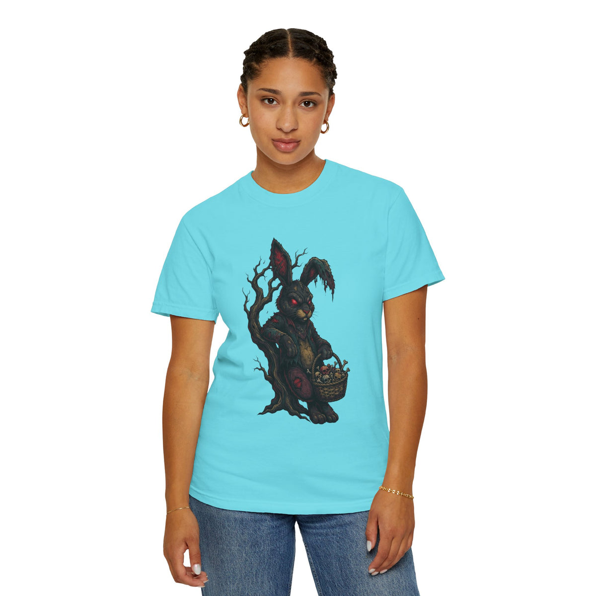 Color: Lagoon Blue | Zombie Bunny Unisex Garment-Dyed Tee