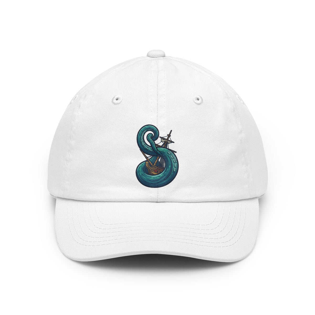 Color: White | The Kraken (Norse-Global Maritime) Dad Hat — Graphic
