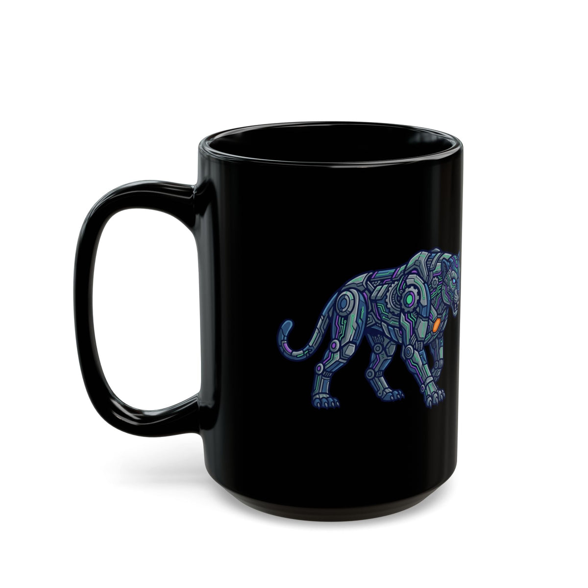 "Cyber Panther" Black Ceramic Mug