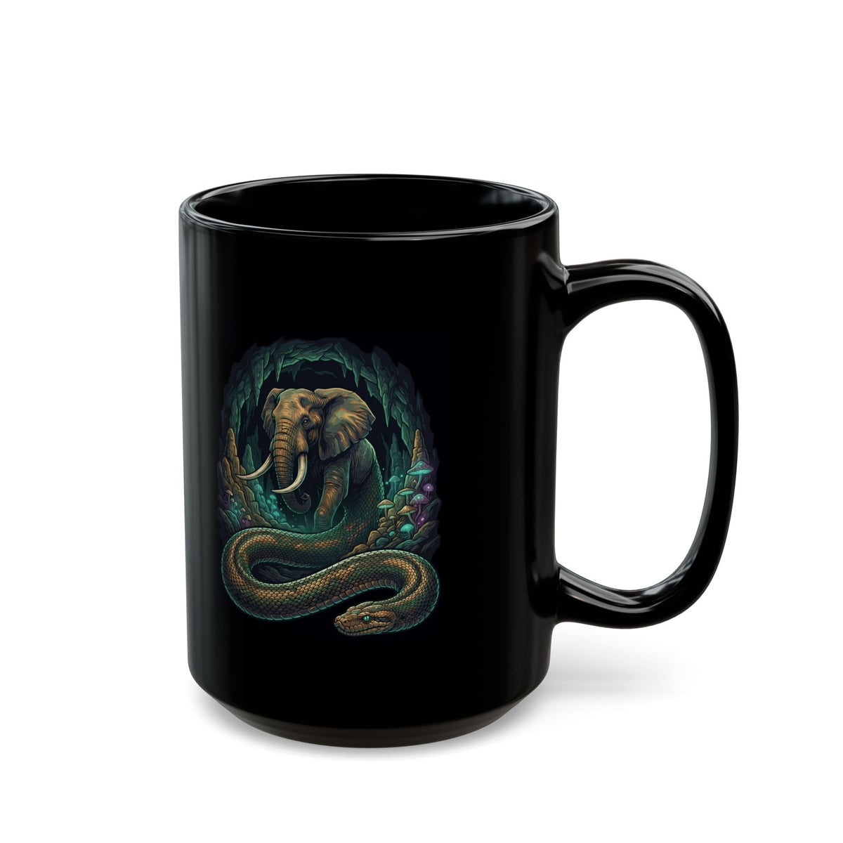 "Grootslang (South African Mythology)" Black Ceramic Mug
