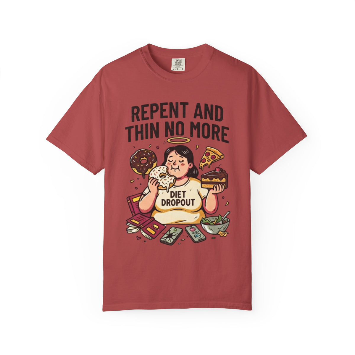 Color: Crimson | Repent and Thin No More Unisex Garment-Dyed Tee