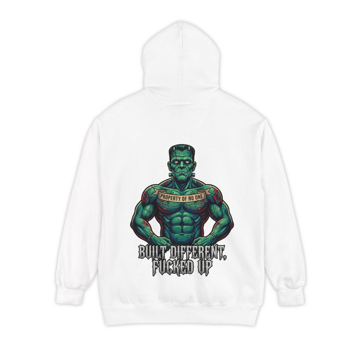 Color: White | Built Different Garment-Dyed Hoodie
