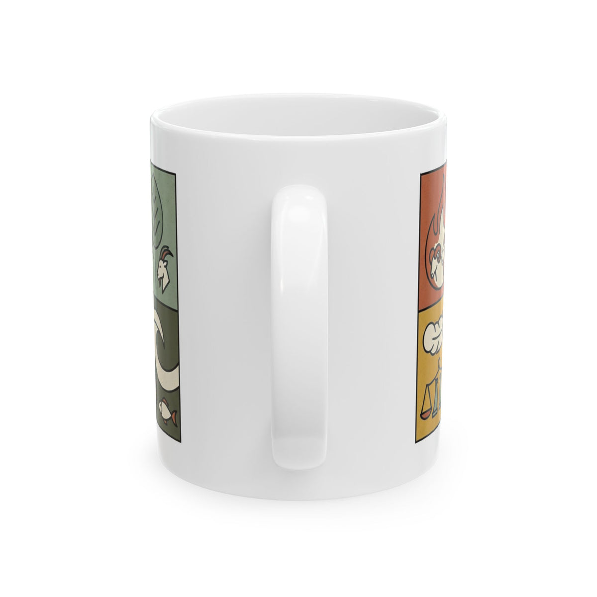 "Four Elements- Fire, Earth, Air, Water" White Ceramic Mug