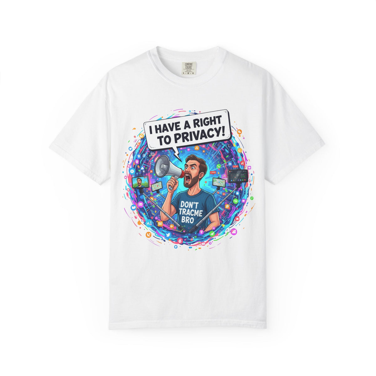 Color: White | The Right to Privacy  Unisex Garment-Dyed T-shirt