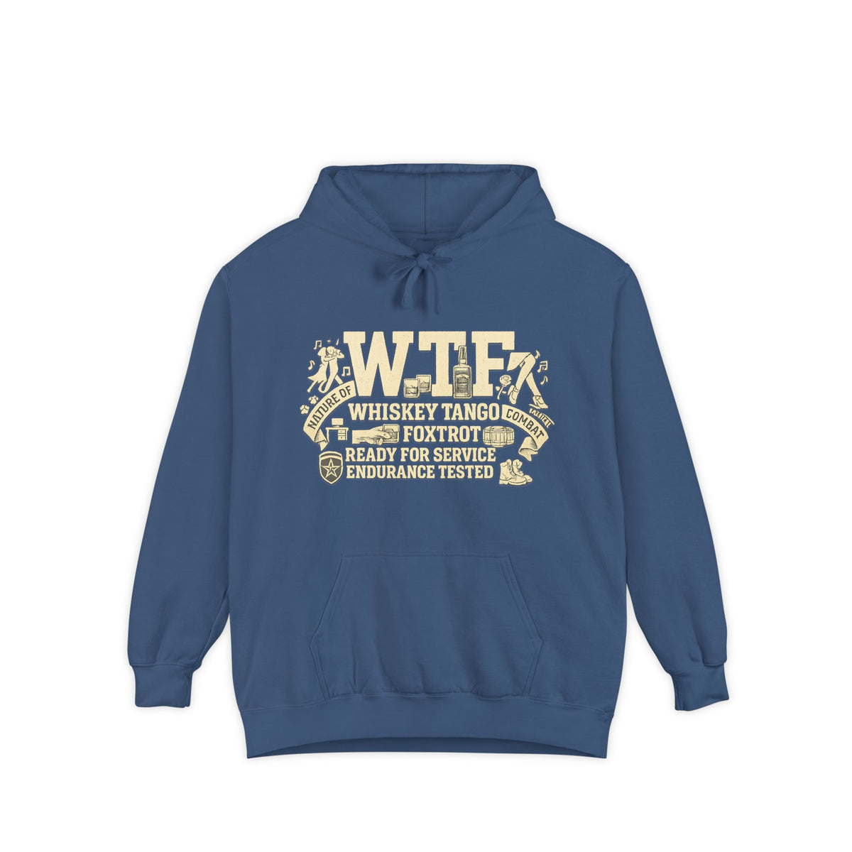 Color: True Navy | WTF Nature of Combat | Garment-Dyed Hoodie — AttitudeShirts