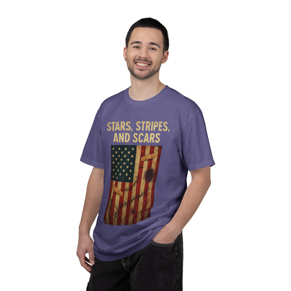 "STARS, STRIPES, AND SCARS" Unisex Garment-Dyed T-shirt
