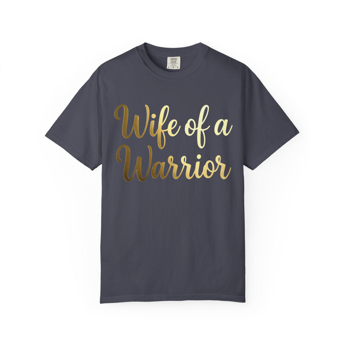 Color: Navy | Wife of a Warrior Unisex Garment-Dyed T-shirt