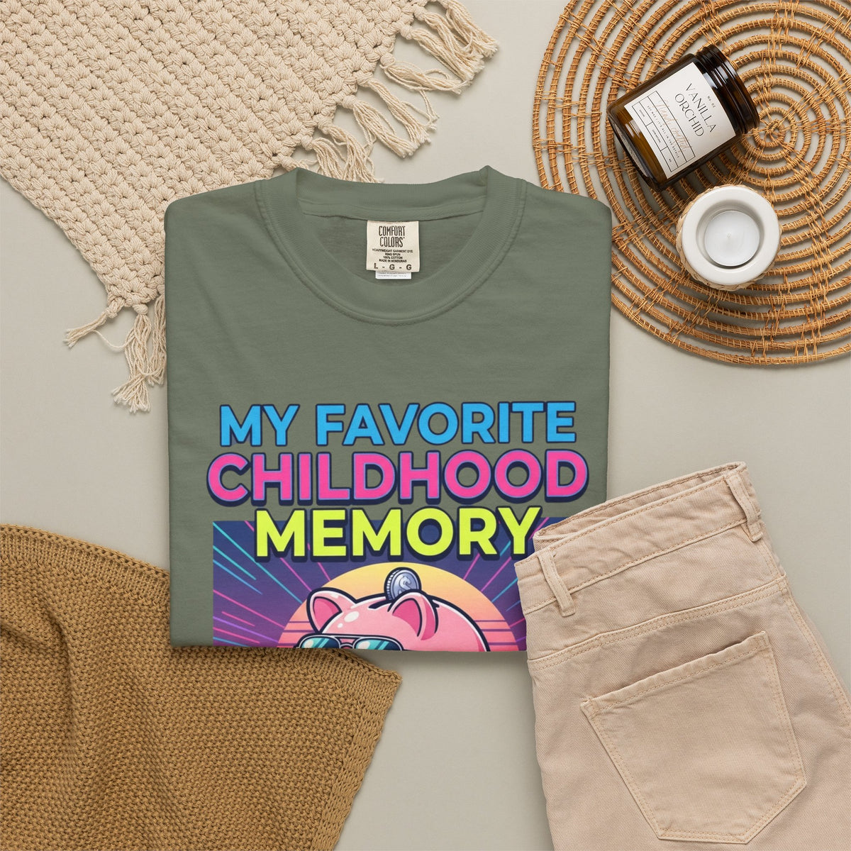 "Favortie Childhood Memories - Not Paying Bills" Unisex Garment-Dyed Tee