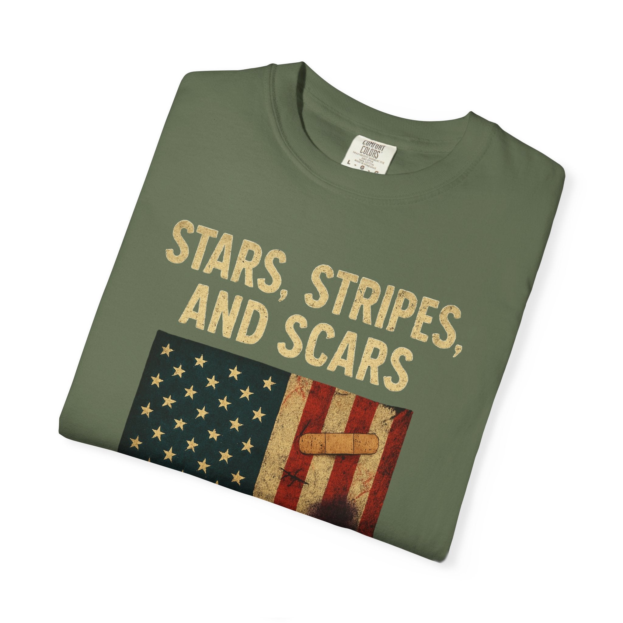 "STARS, STRIPES, AND SCARS" Unisex Garment-Dyed T-shirt