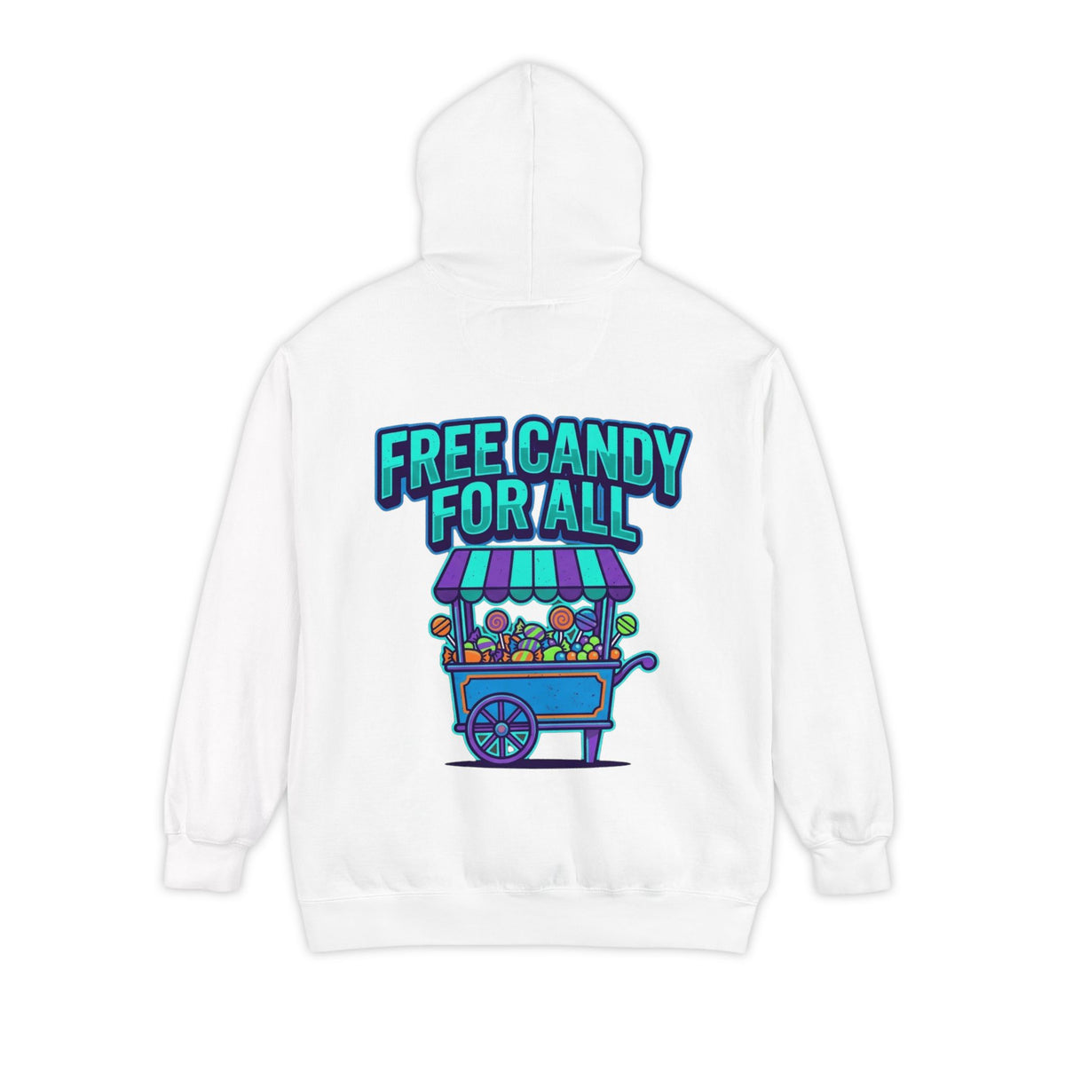 Color: White | Free Candy For All Garment-Dyed Hoodie