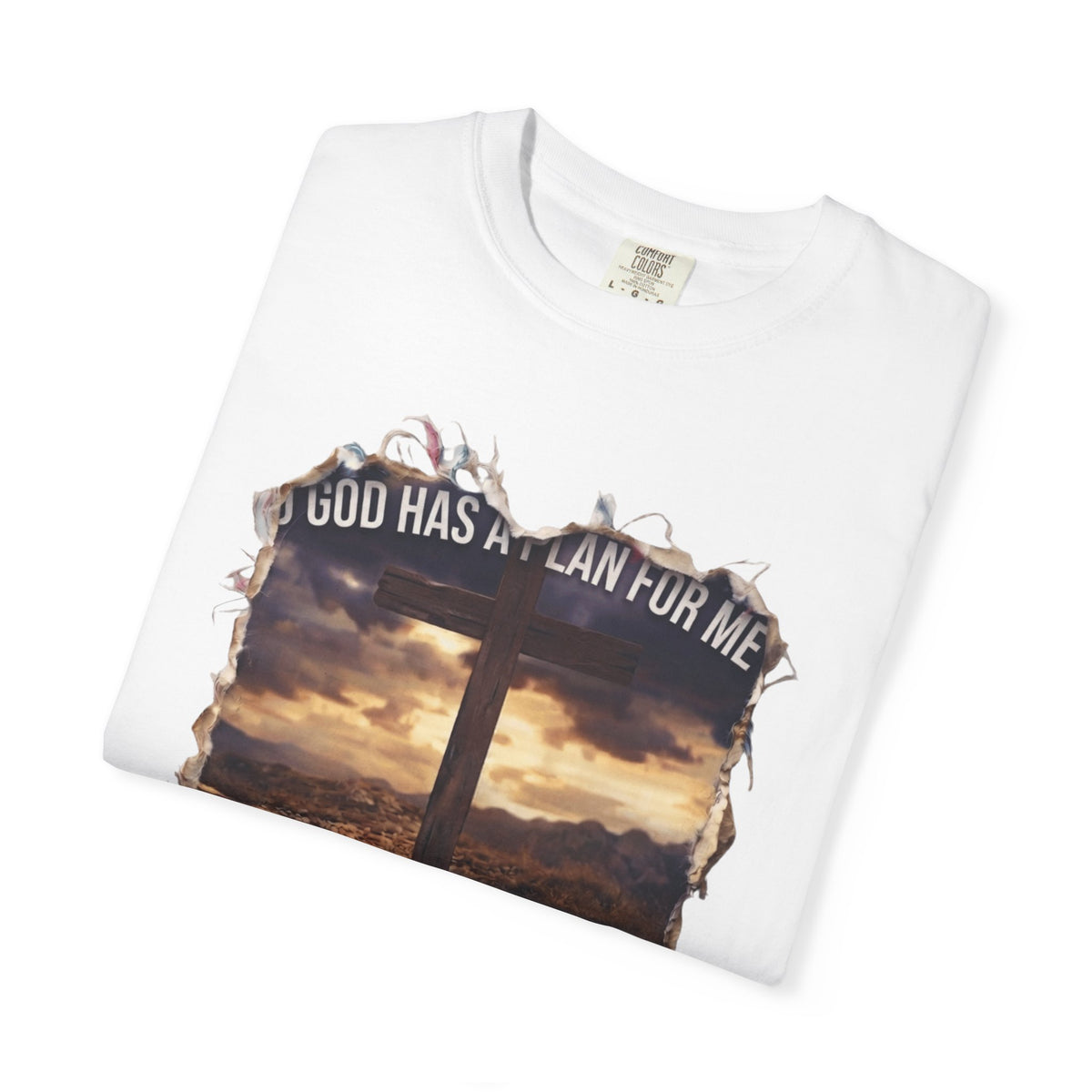 "God Has A Plan For Me" Unisex Garment-Dyed Tee