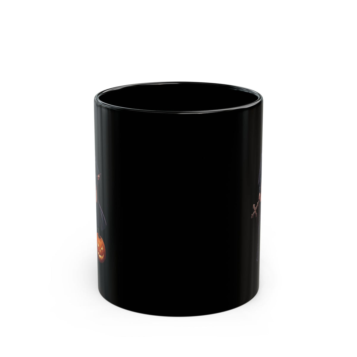 "Sexy Halloween Nun" Black Ceramic Mug