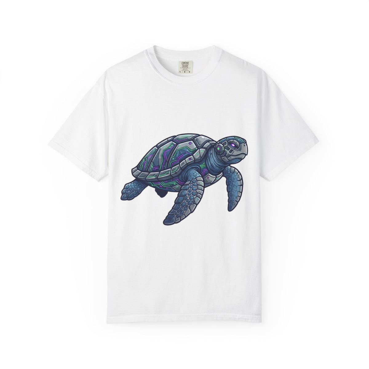 Color: White | Cyber Turtle Unisex Garment-Dyed Tee