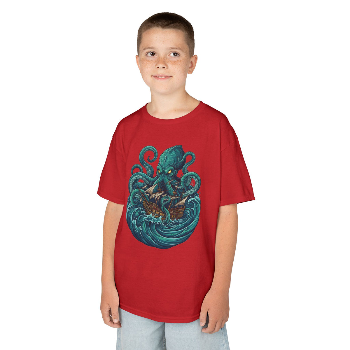 Color: Red | The Kraken (Norse-Global Maritime) Kids Tee