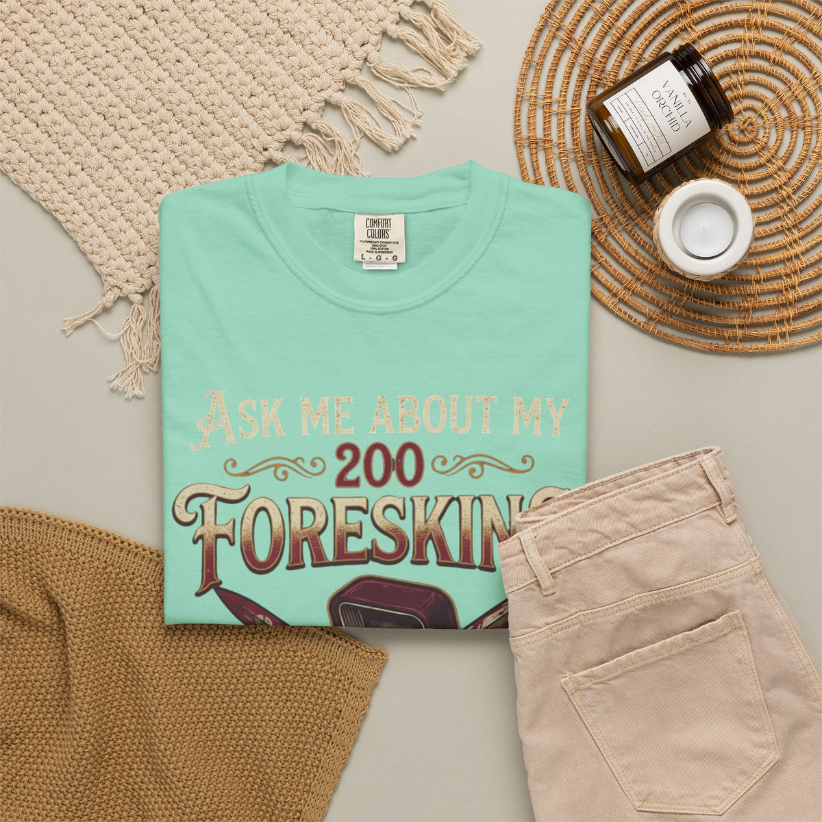 "Good Book Series 200 Foreskins" Unisex Garment-Dyed Tee