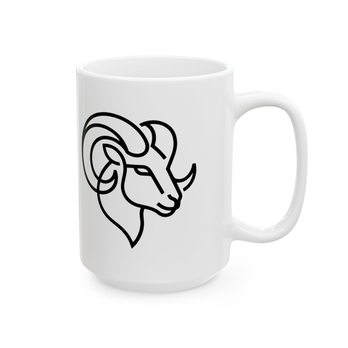 "Aries The Minimalist Ram" White Ceramic Mug — Graphic