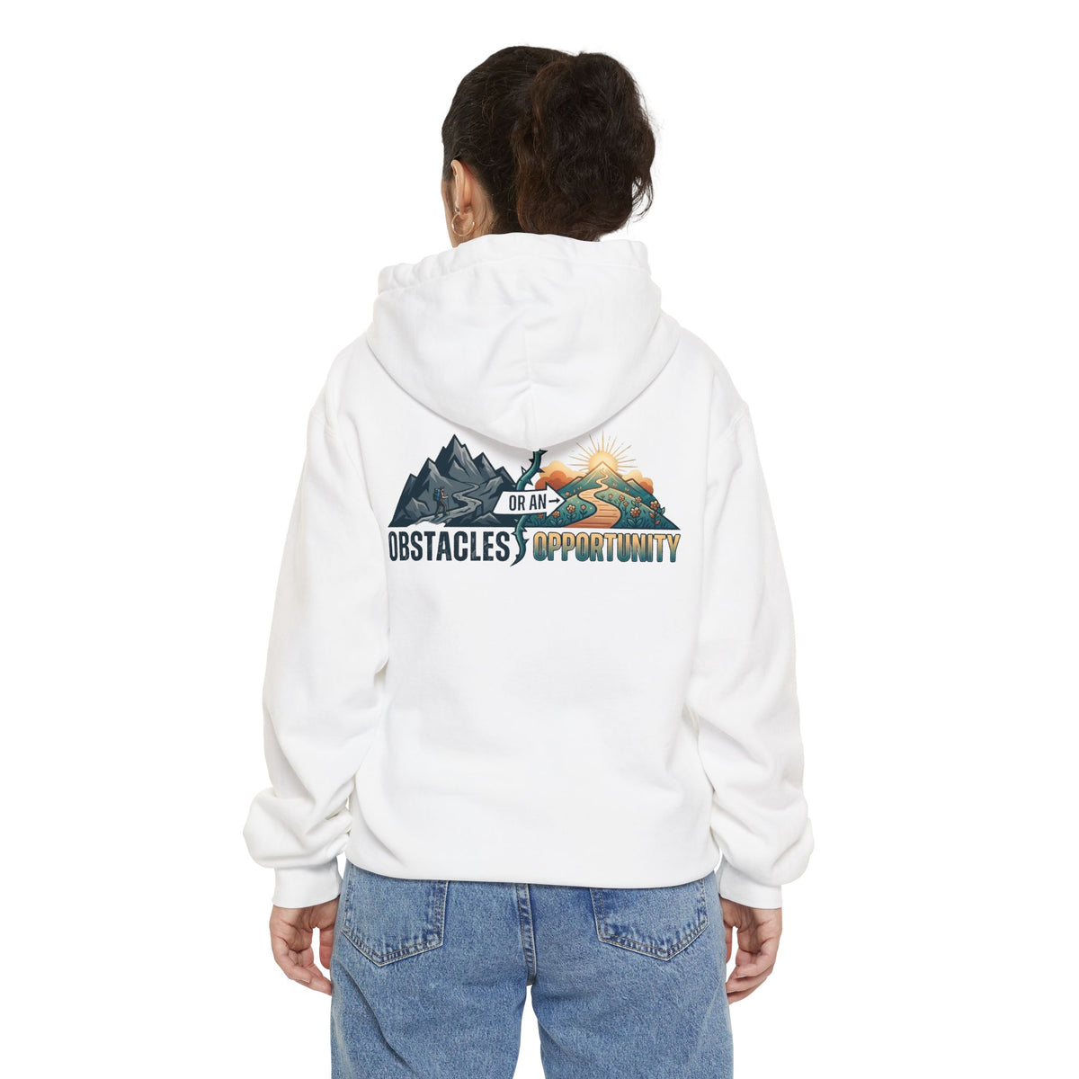 Color: White | Obstacle Or An Opportunity Garment-Dyed Hoodie
