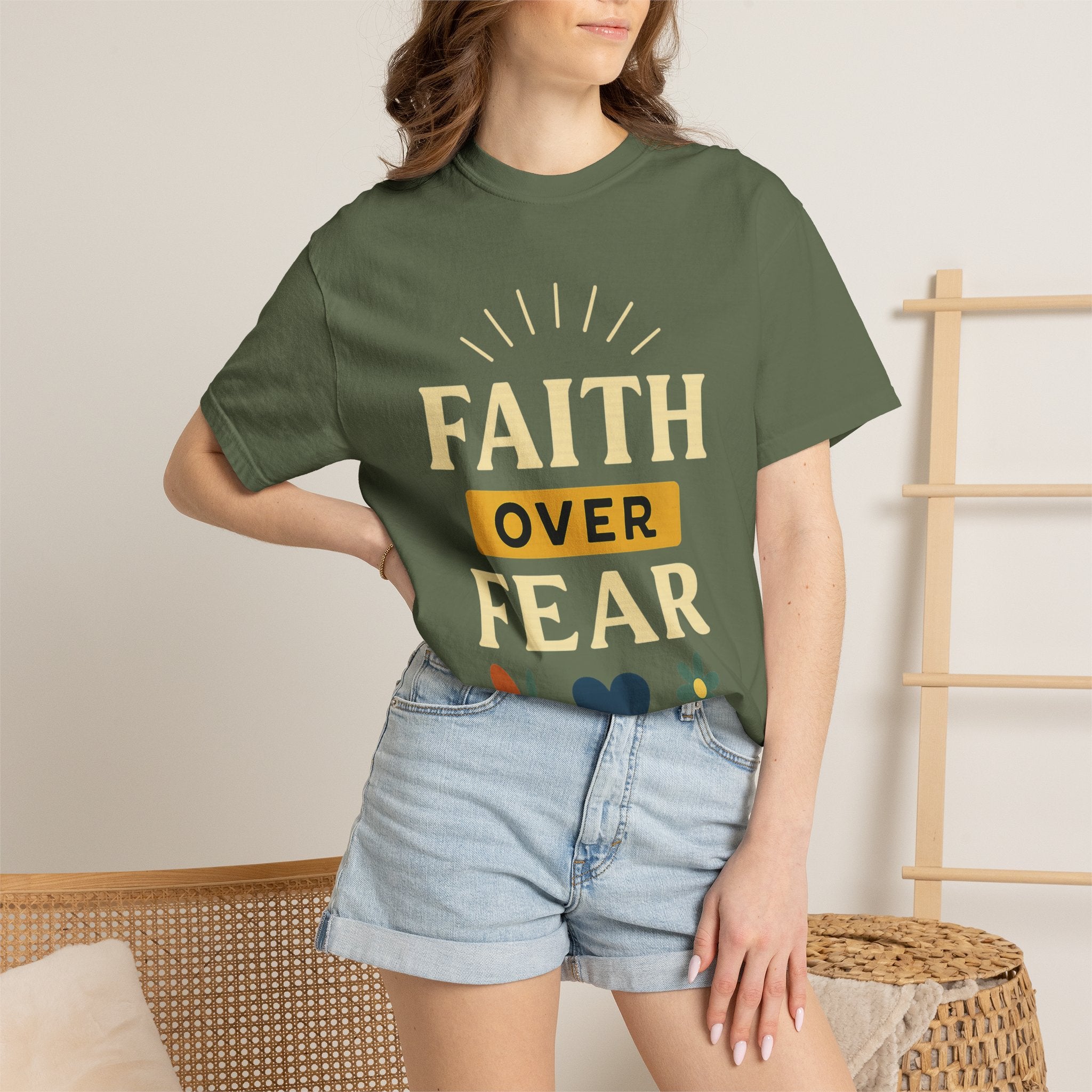“Faith Over Fear” Unisex Garment-Dyed T-shirt