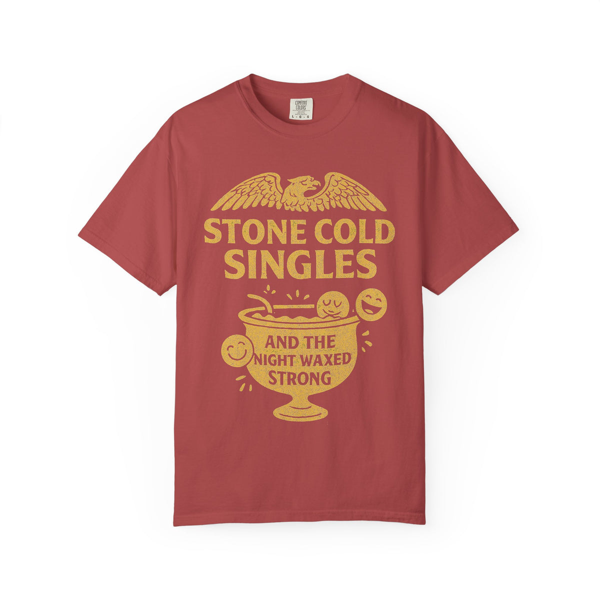 Color: Crimson | Stone Cold Singles Unisex Garment-Dyed T-shirt