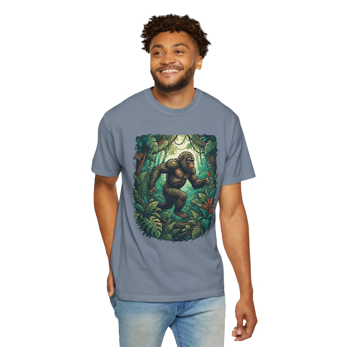 Color: Blue Jean | The Bukit Timah Monkey Man (Singapore) Unisex Garment-Dyed Tee