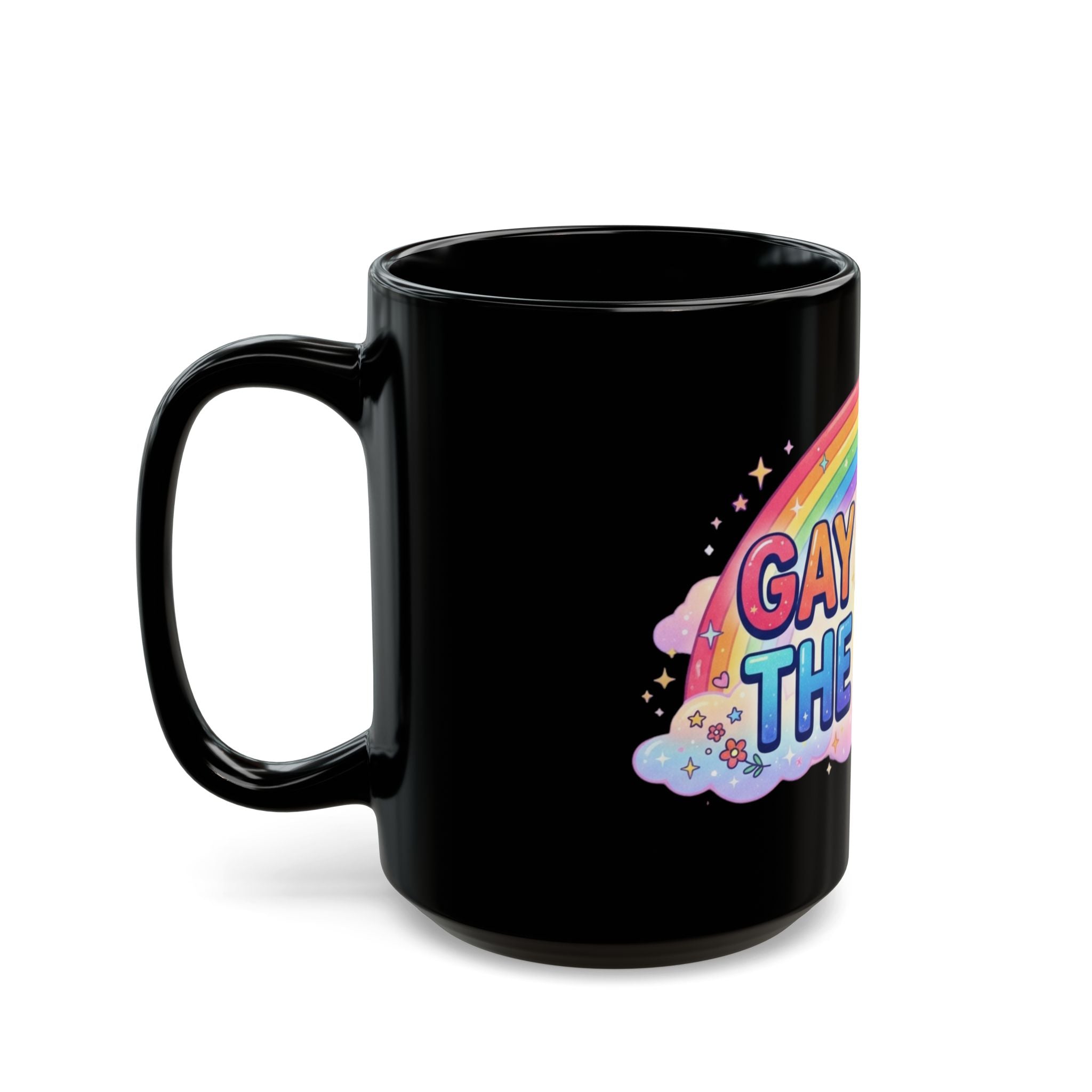 "Gay Away The Pray" Black Ceramic Mug