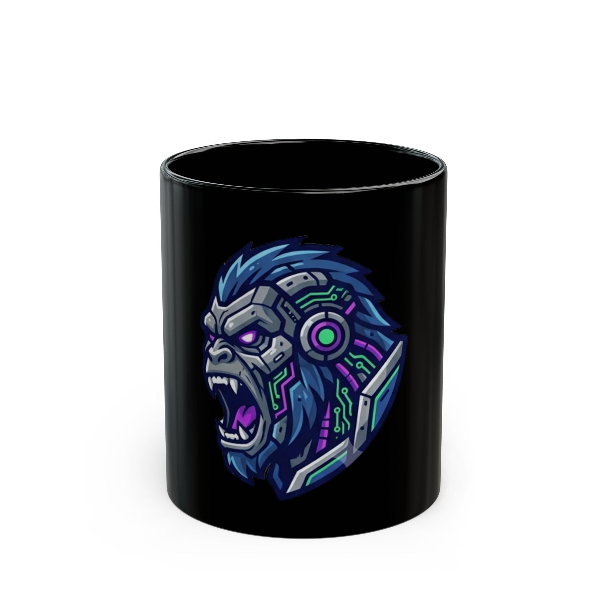 "Cyber Gorilla" Black Ceramic Mug — Graphic