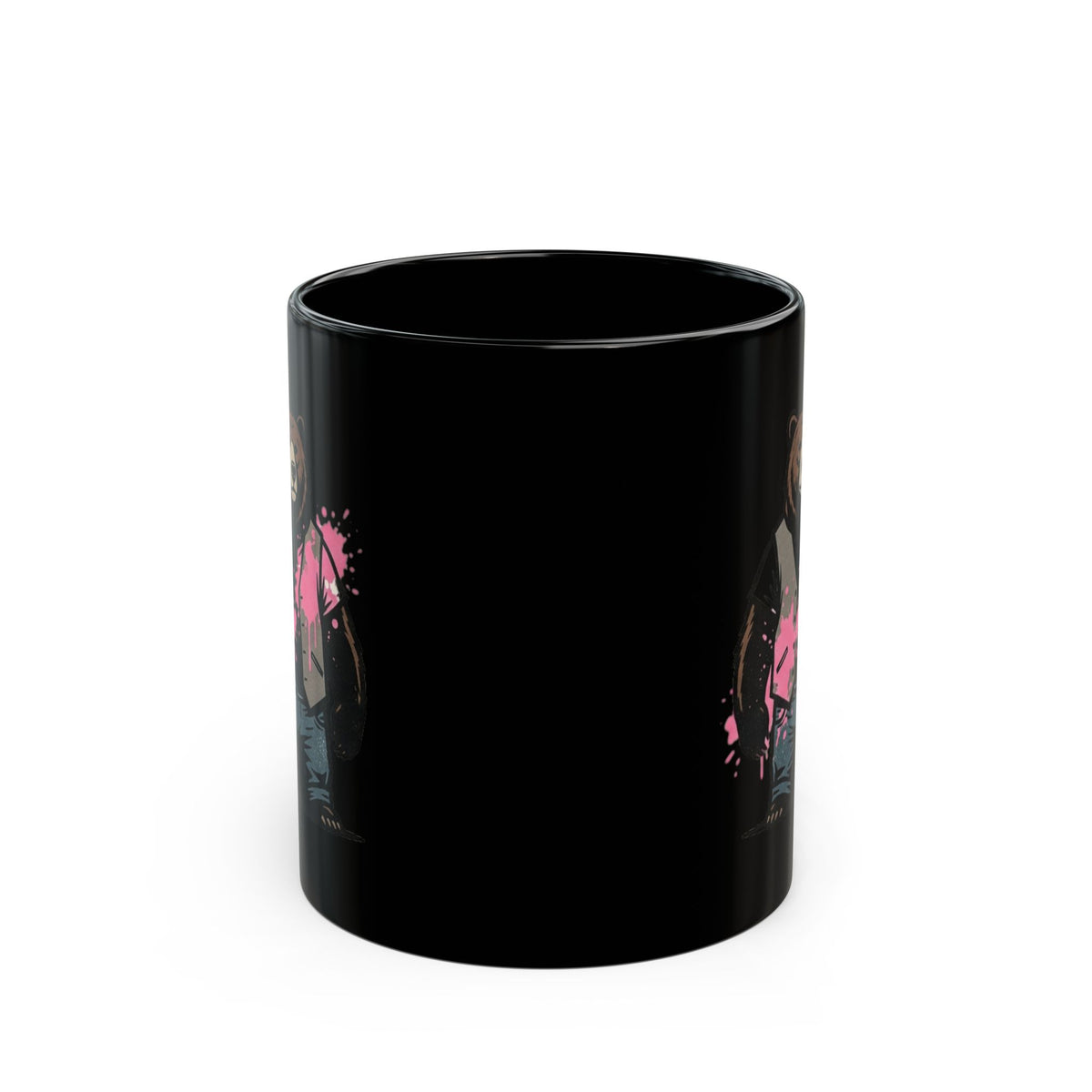 "Real Men Eat Pink" Black Ceramic Mug — Graphic