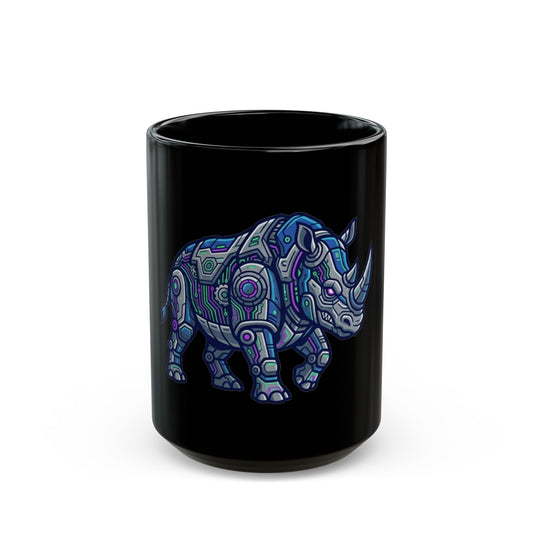"Cyber Rhino" Black Ceramic Mug