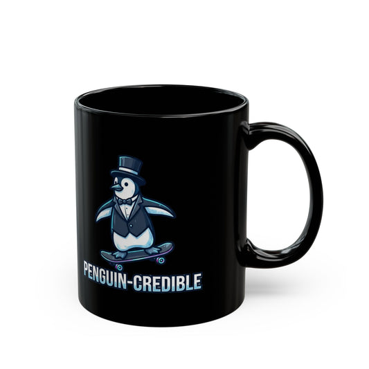 "Penguin Credible" Black Ceramic Mug