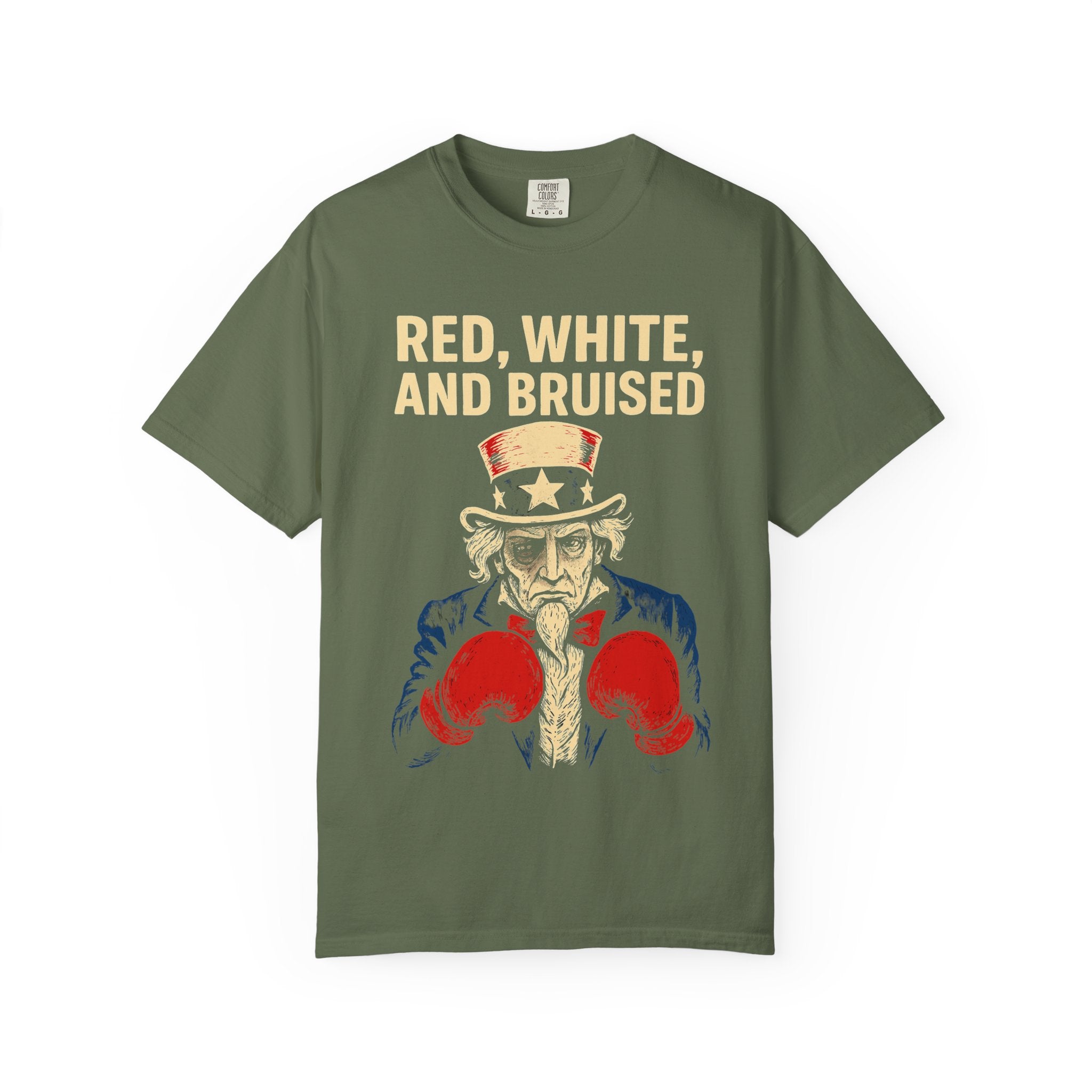 "RED, WHITE, AND BRUISED" Unisex Garment-Dyed T-shirt