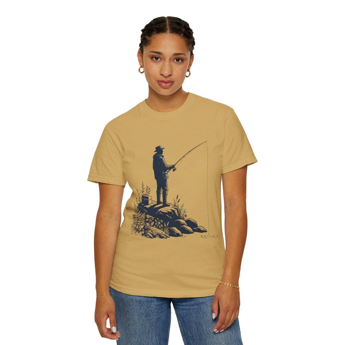 Color: Mustard | Fishing Unisex Garment-Dyed Tee