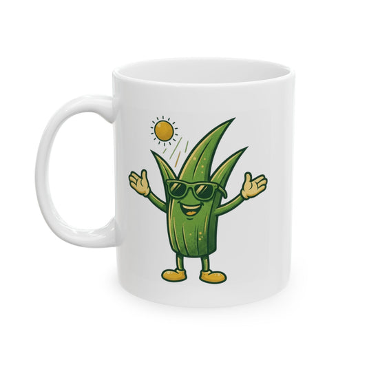 "If You're Grass You're Very Happy" White Ceramic Mug — Graphic