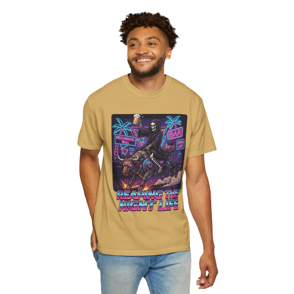 Color: Mustard | Reaping the Night Life Unisex Garment-Dyed Tee