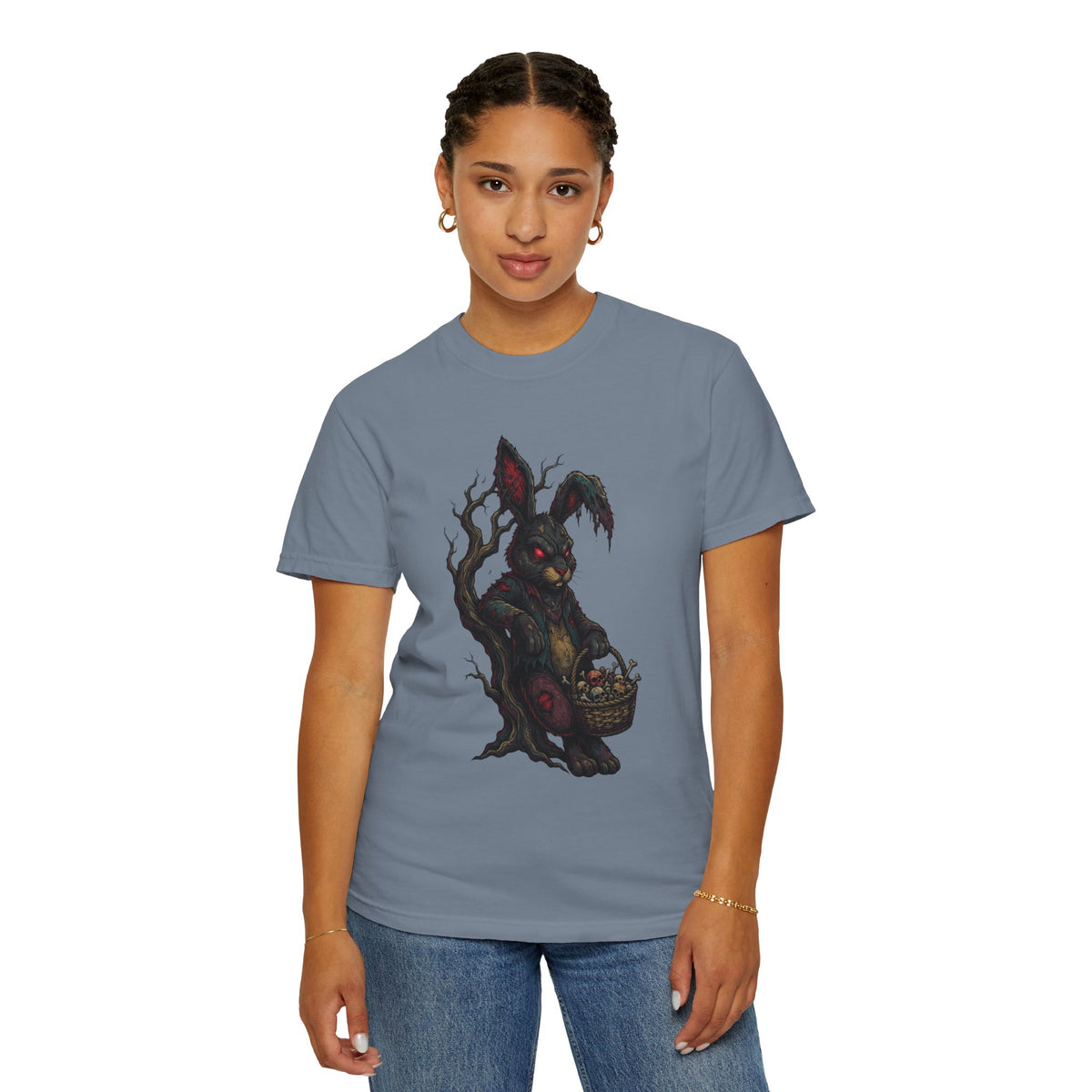 Color: Blue Jean | Zombie Bunny Unisex Garment-Dyed Tee