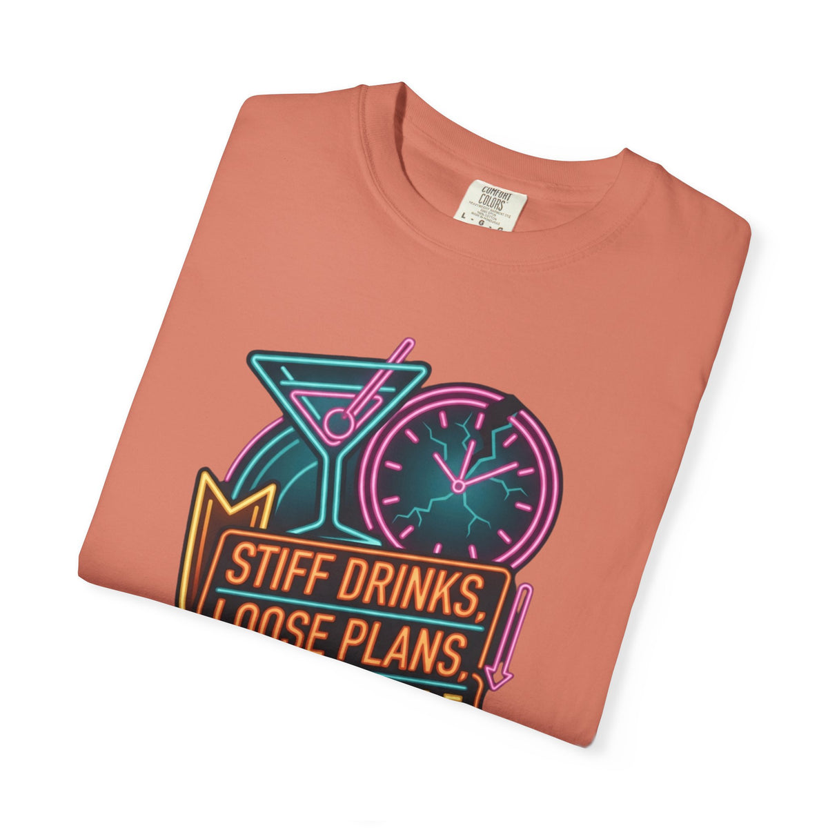"Stiff Drinks Loose Plans" Unisex Garment-Dyed Tee