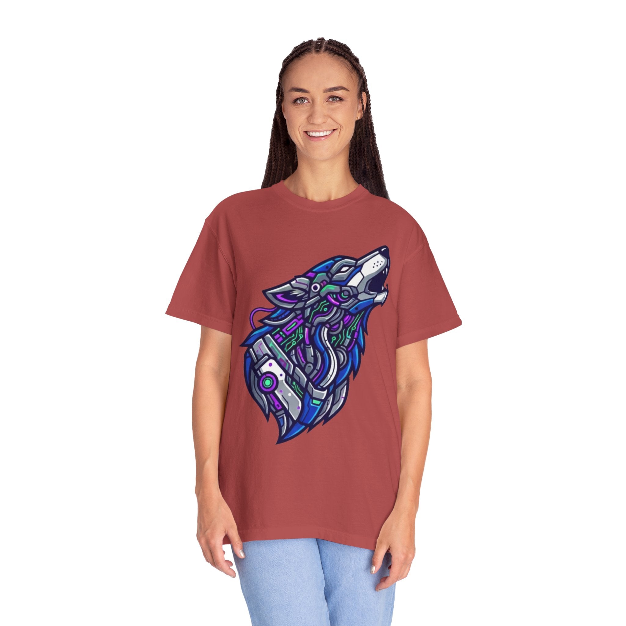 "Cyber Wolf" Unisex Garment-Dyed Tee