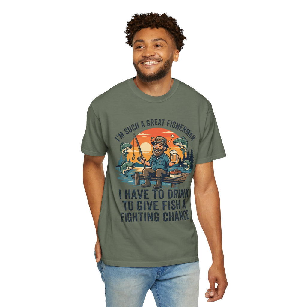 "Drink to Give Fish a Fighting Chance" Unisex Garment-Dyed Tee