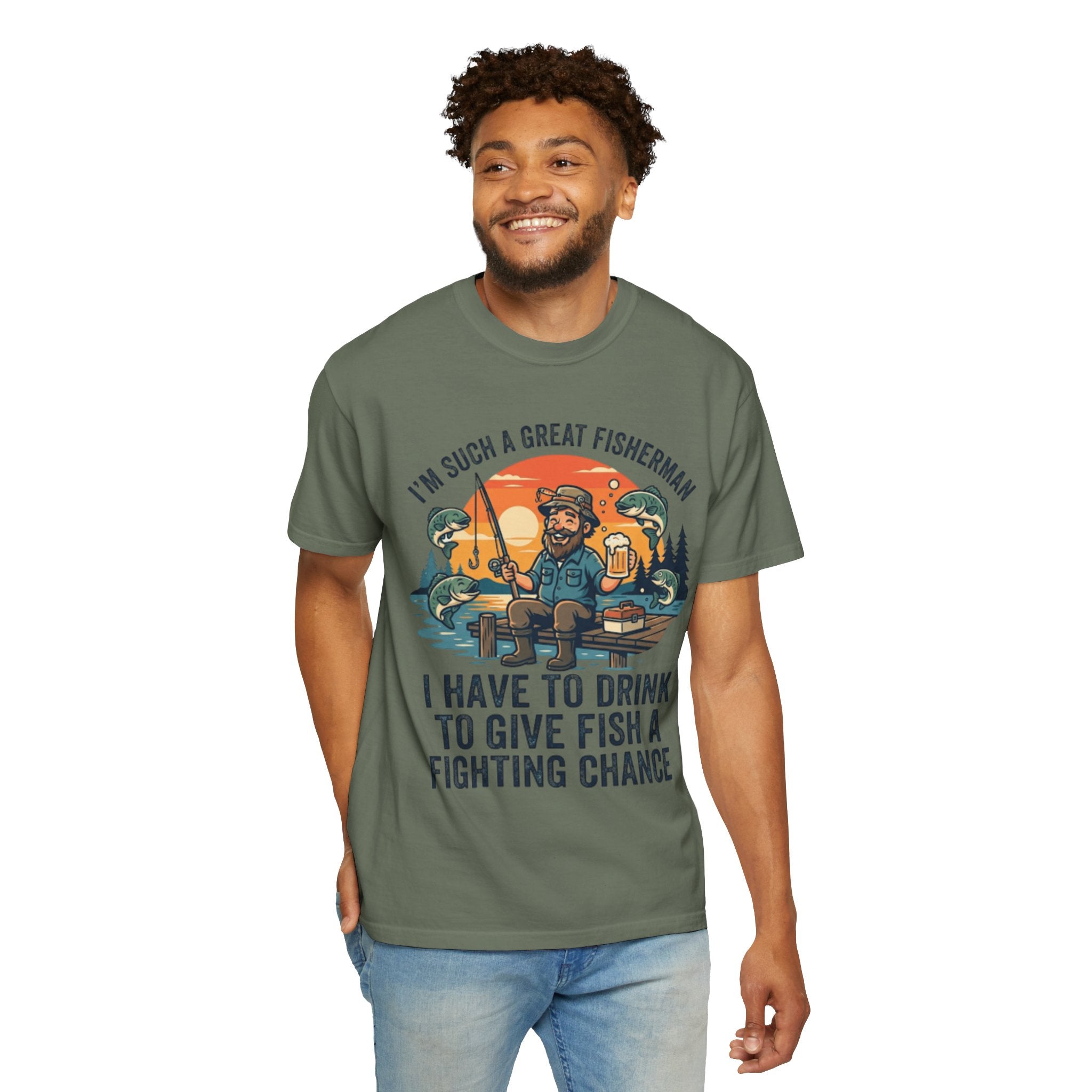 "Drink to Give Fish a Fighting Chance" Unisex Garment-Dyed Tee