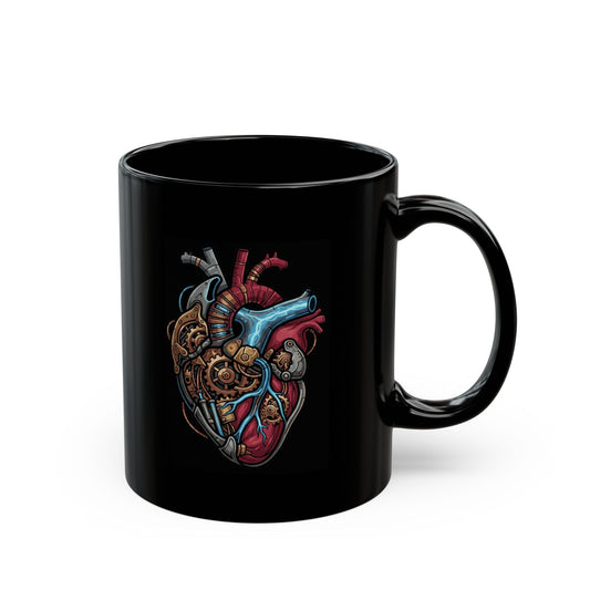 "Mechanical Heart" Black Ceramic Mug